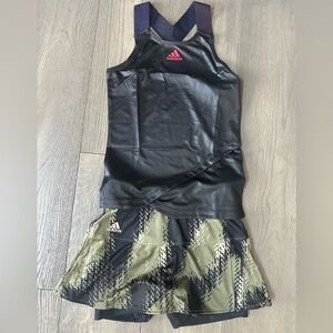 Adidas Skirt & Tank 2 Piece Tennis Set, Girls M New with Tags, Camo and Black